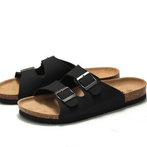 Beranmey Cork Footbed 2 Straps Adjustable Buckle Women Sandals, Size 42